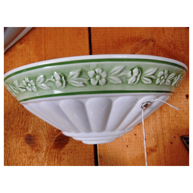 Aplic ceramica decoro verde alogena o LED. Misure 33x16x12H cm.
