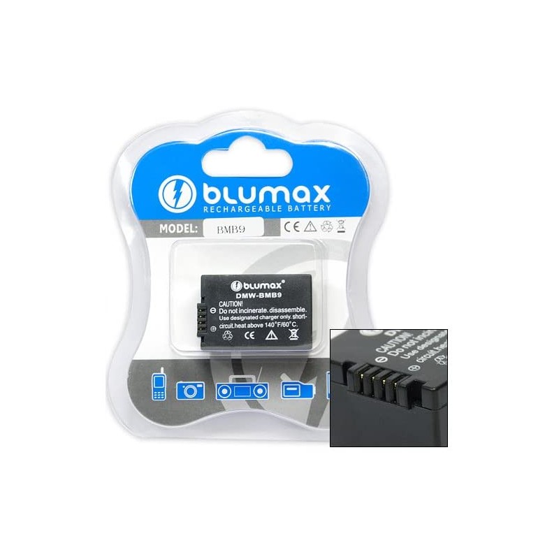 Blumax batteria Li-Ion 7.2 V/880 mAh per Panasonic BMB9 compatibile con Lumix dmc-fz40/DMC-FZ45/DMC-FZ100