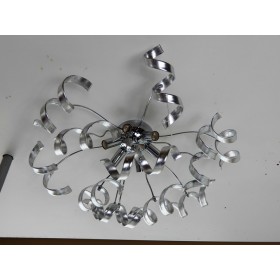 Plafoniera riccioli vetro foglia argentata misure diametro 60x30h cm