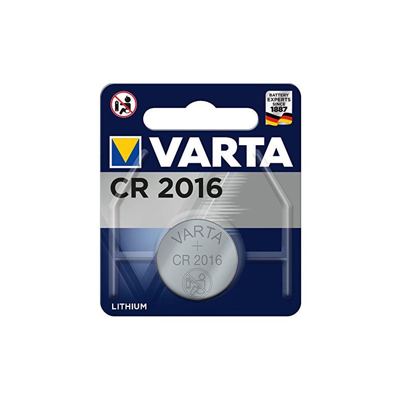VARTA CR 2016, 6016101415, Batteria Litio a Bottone, Piatta, Specialistica, 3 Volts, Diametro 20mm, Altezza 1,6mm, confezione 5 VARTA CR 2016, 6016101415, Batteria Litio a Bottone, Piatta, Specialistica, 3 Volts, Diametro 20mm, Altezza 1,6mm, confezione 5