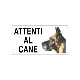 Cartello ATTENTI AL CANE 12,5X25 cm alano - piccoli graffi