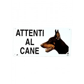 Cartello ATTENTI AL CANE 12,5X25 cm doberman - piccoli graffi