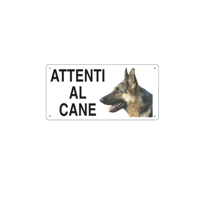 Cartello ATTENTI AL CANE 12,5X25 cm pastore tedesco- piccoli graffi